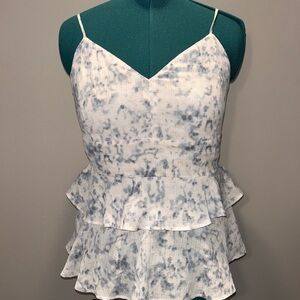 Women's Blue and White Sleeveless Top